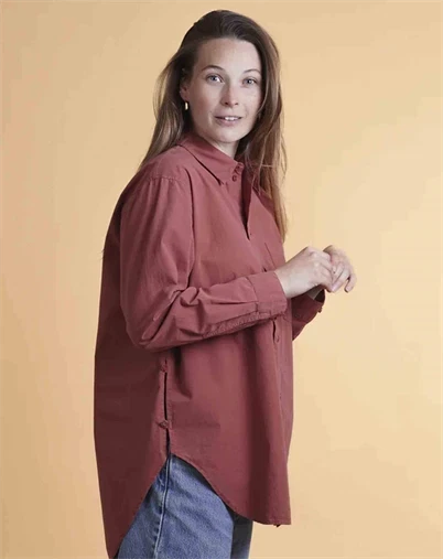 Elsk - Poplin Skjorte - Mahogany Red